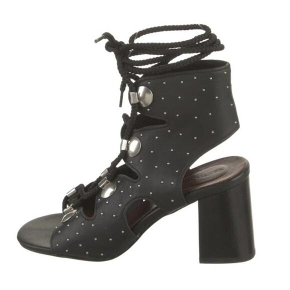 See by Chloé Black Leather Gladiator Sandals Lace Up Size 9 / IT 39 - Picture 3 of 13